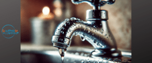 Your Plumbing Maintenance Checklist by Southside Plumbing of Omaha - Close-up image of a leaky faucet with water droplets